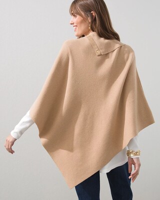 Suede Trim Snap Sweater Poncho