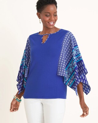 Printed Kimono-Sleeve Top