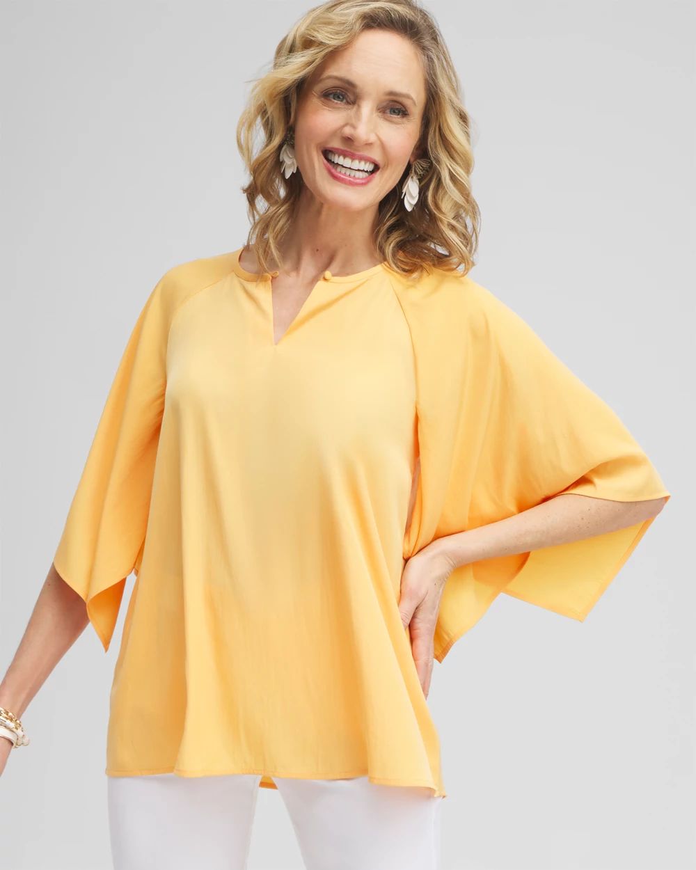 Satin Keyhole Neck Blouse