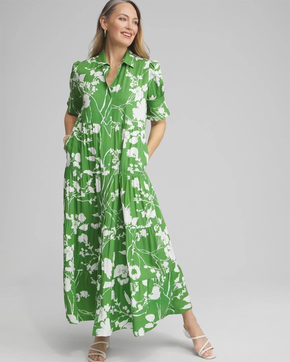 Petite Silk Blend Flare Sleeve Dress