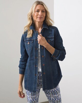 Mid Length Shirt Tail Denim Jacket