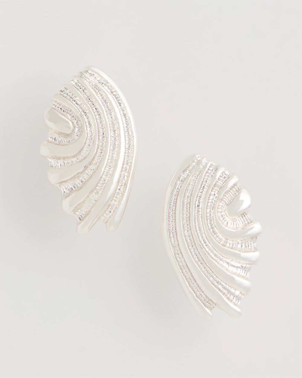 Silvertone Shell Clip-On Earrings