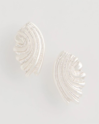 Silvertone Shell Clip-On Earrings