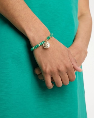 Genuine Jade Charm Stretch Bracelet click to view larger image.