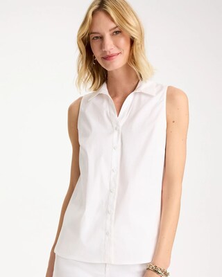 Cotton-Blend Classic Sleeveless Shirt
