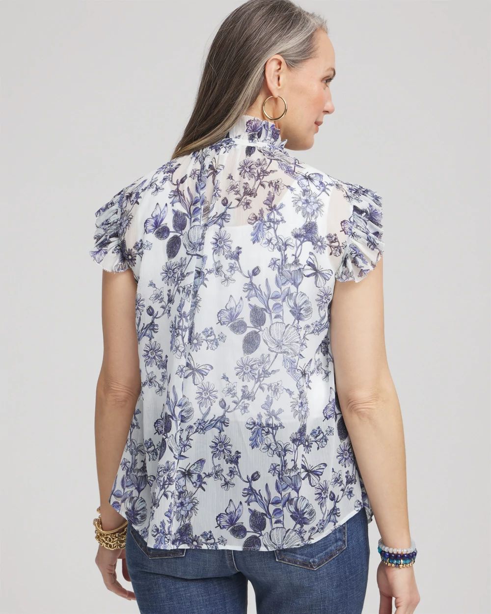 Butterfly Ruffle Collar Blouse