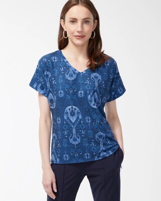 Zenergy Ikat Print V-Neck Tee