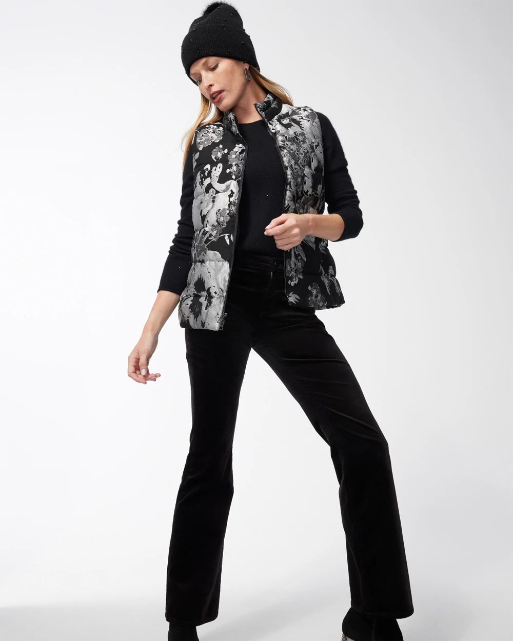 Applique Jacquard Puffer Vest