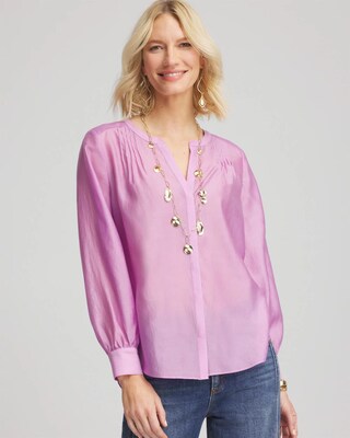 Tencel-Blend Sheer Blouse click to view larger image.