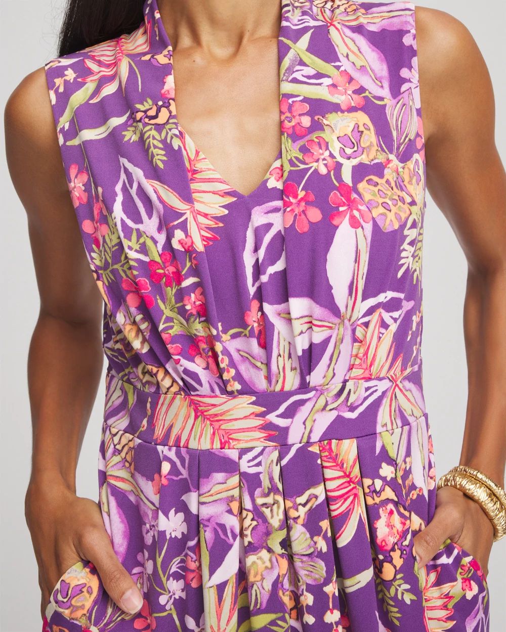 Floral Pleated Jersey Dress