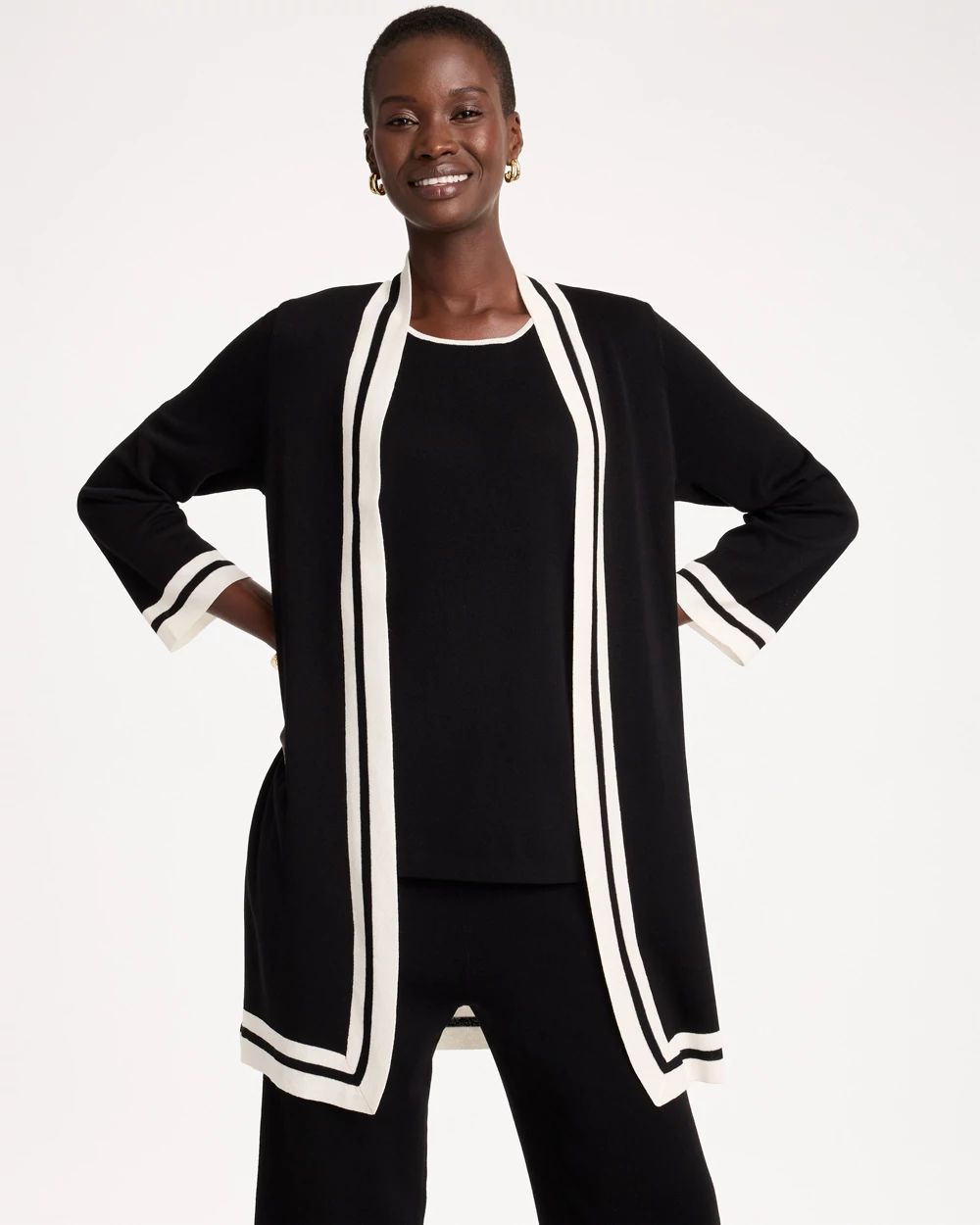 Travelers™ Tipped Long Sleeve Cardigan