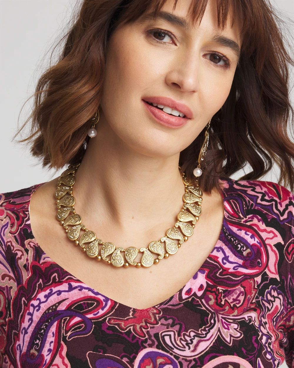 Paisley Gold Tone Collar Necklace