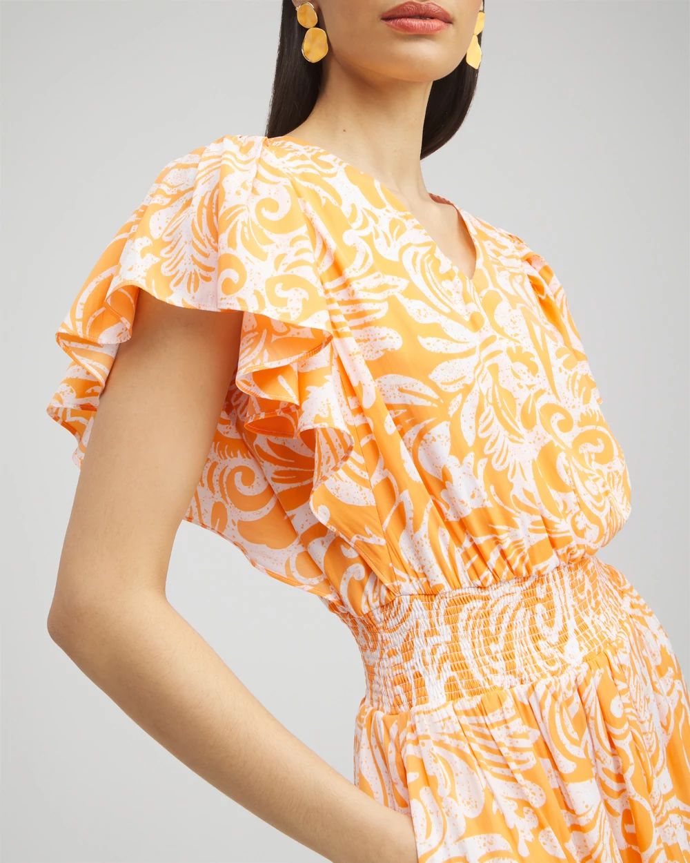 Flutter Sleeve Tiered Maxi Dress