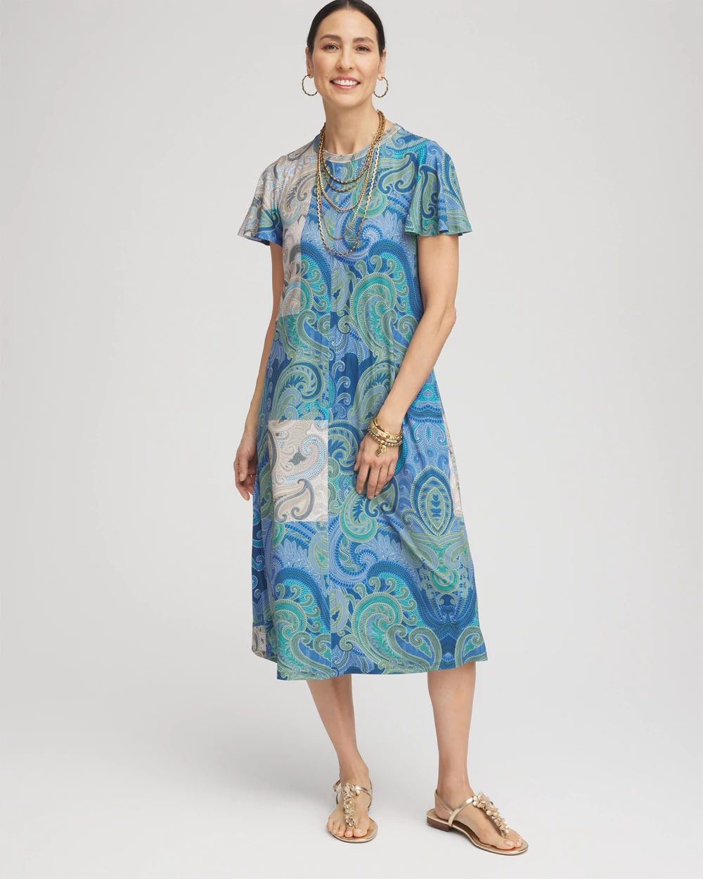 Trapunto Midi Jersey-Knit Dress