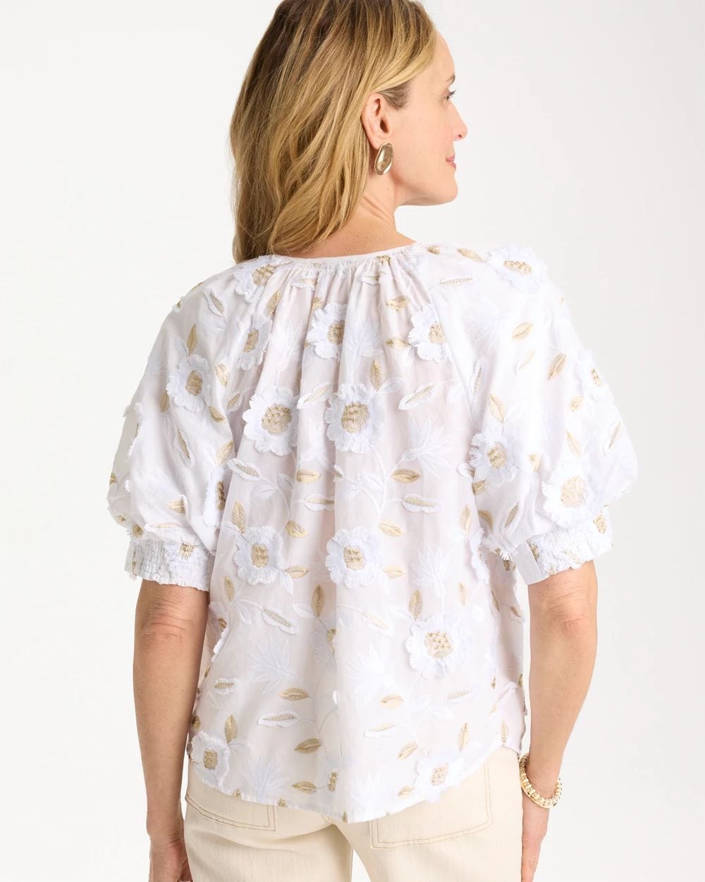 Cotton Metallic Applique Embroidered Top