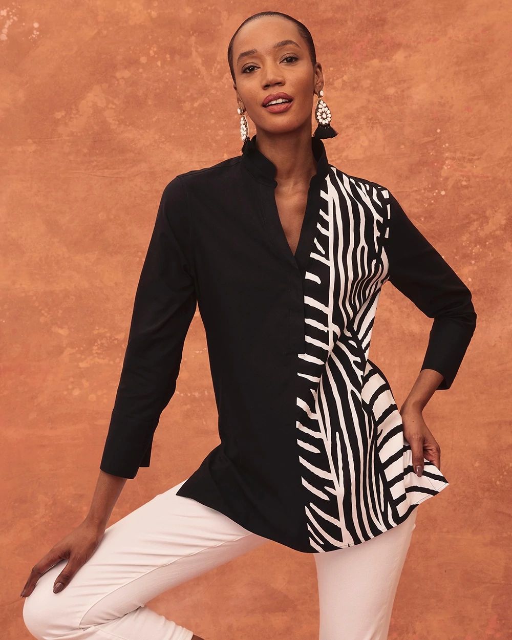No-Iron Stretch Animal Print Tunic