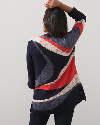 Jacquard Abstract Print Cardigan