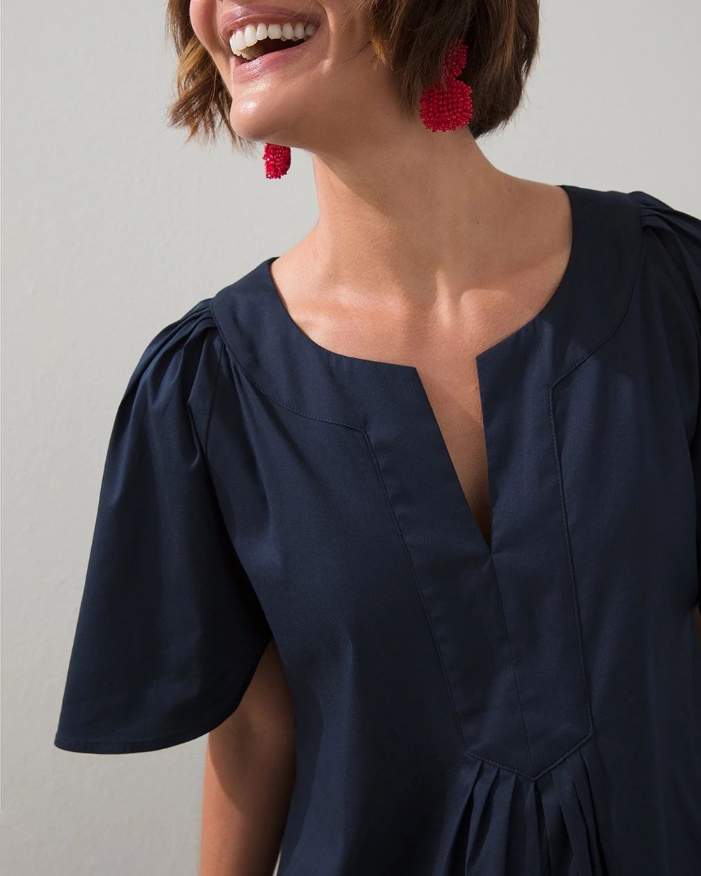 Poplin Flutter Sleeve A-line Dress