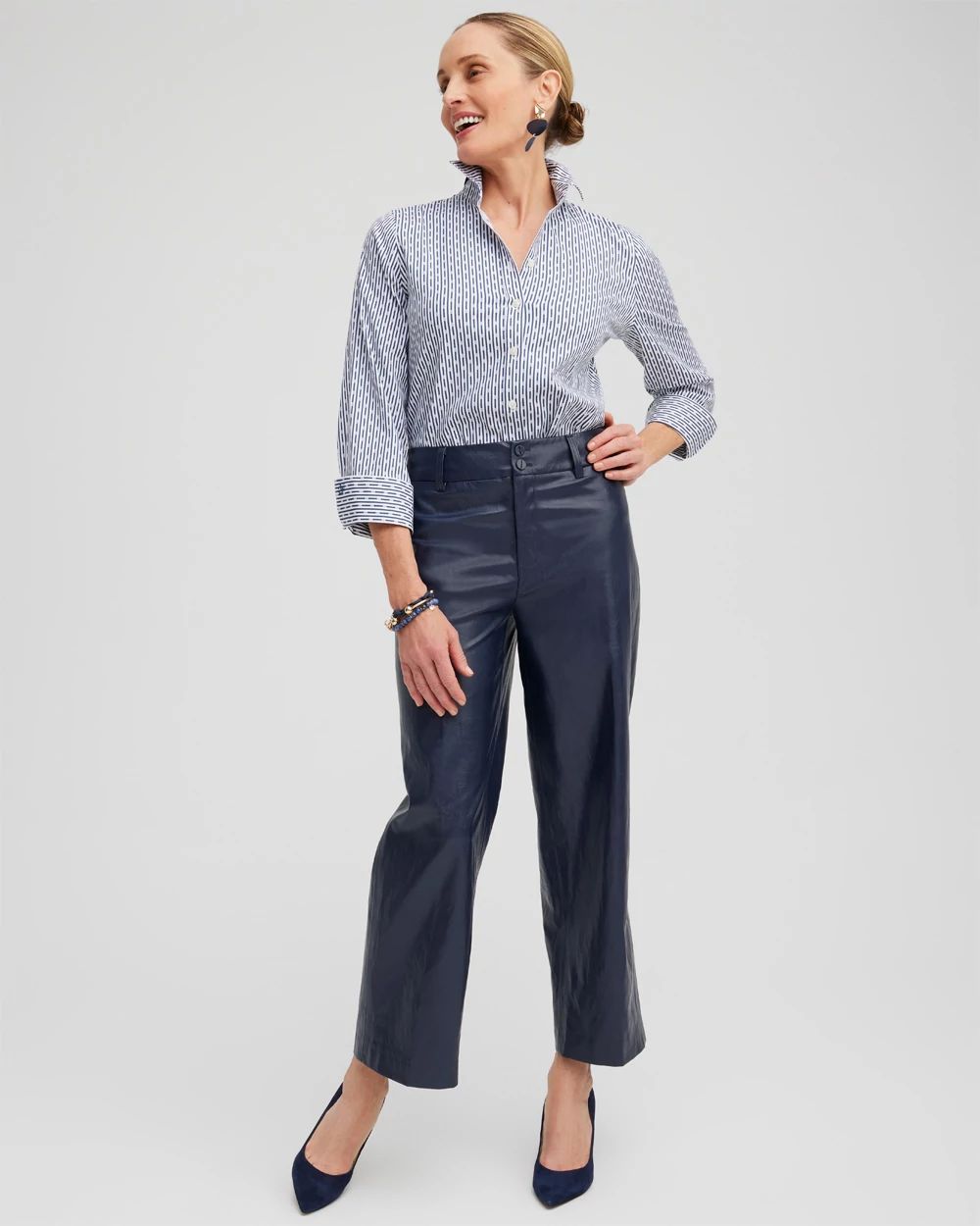 No Iron™ Stretch Dot Stripe Shirt