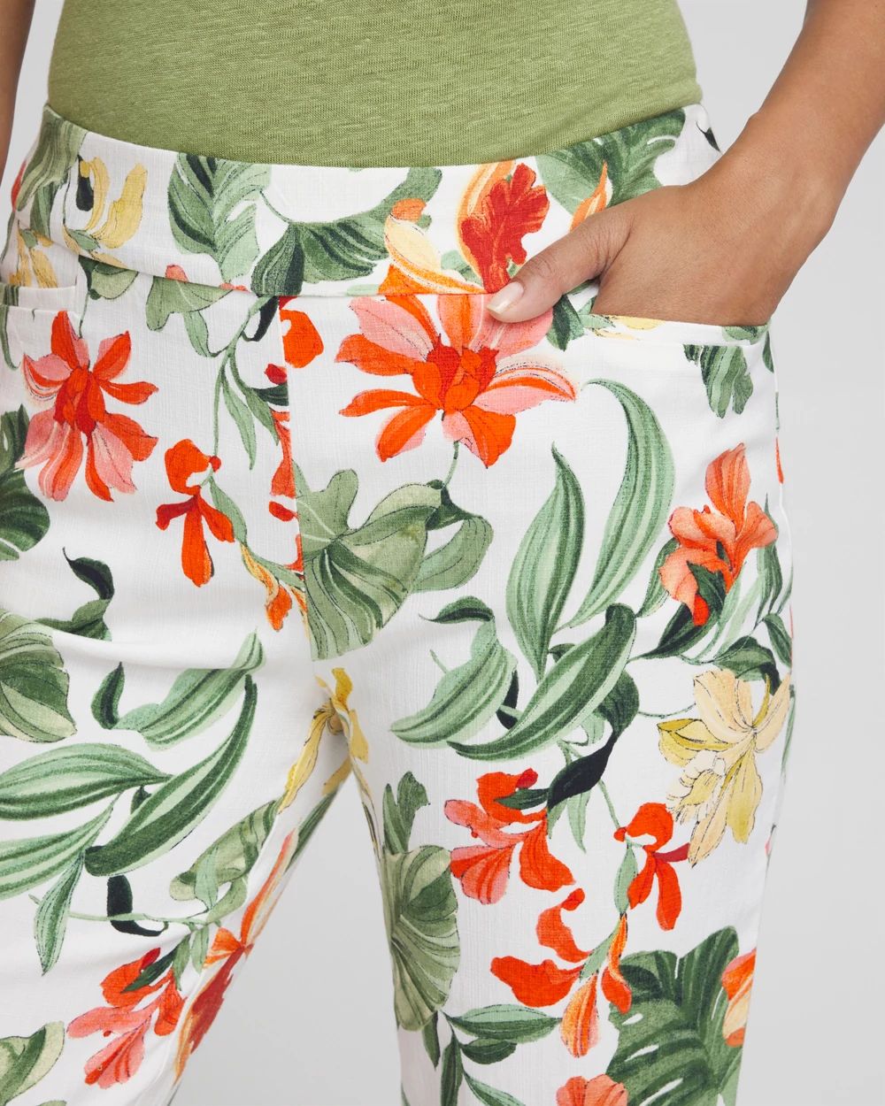 Petite Brigitte Orchid Print Capris