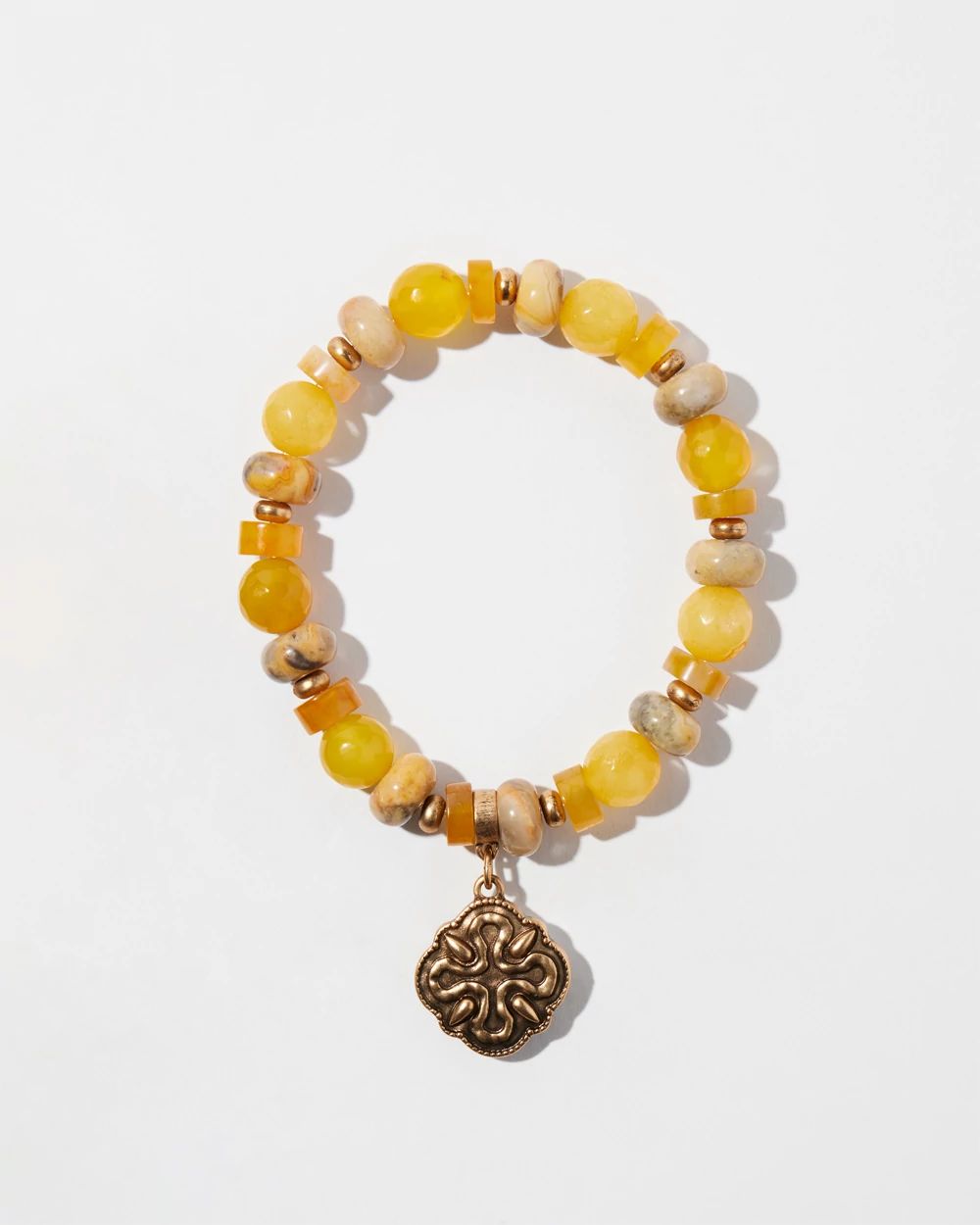 Cross Dangle Agate Stretch Bracelet