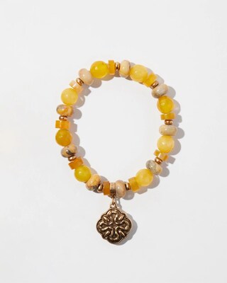 Cross Dangle Agate Stretch Bracelet