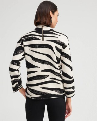Zebra Print Sequin Pullover Sweater