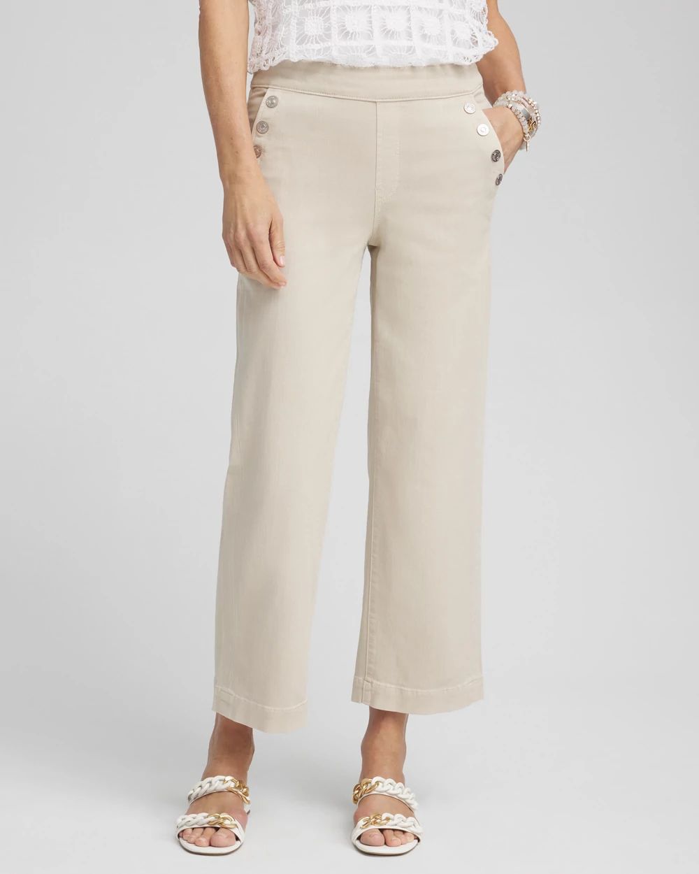 Petite Pull-On Wide Leg Ankle Jeans