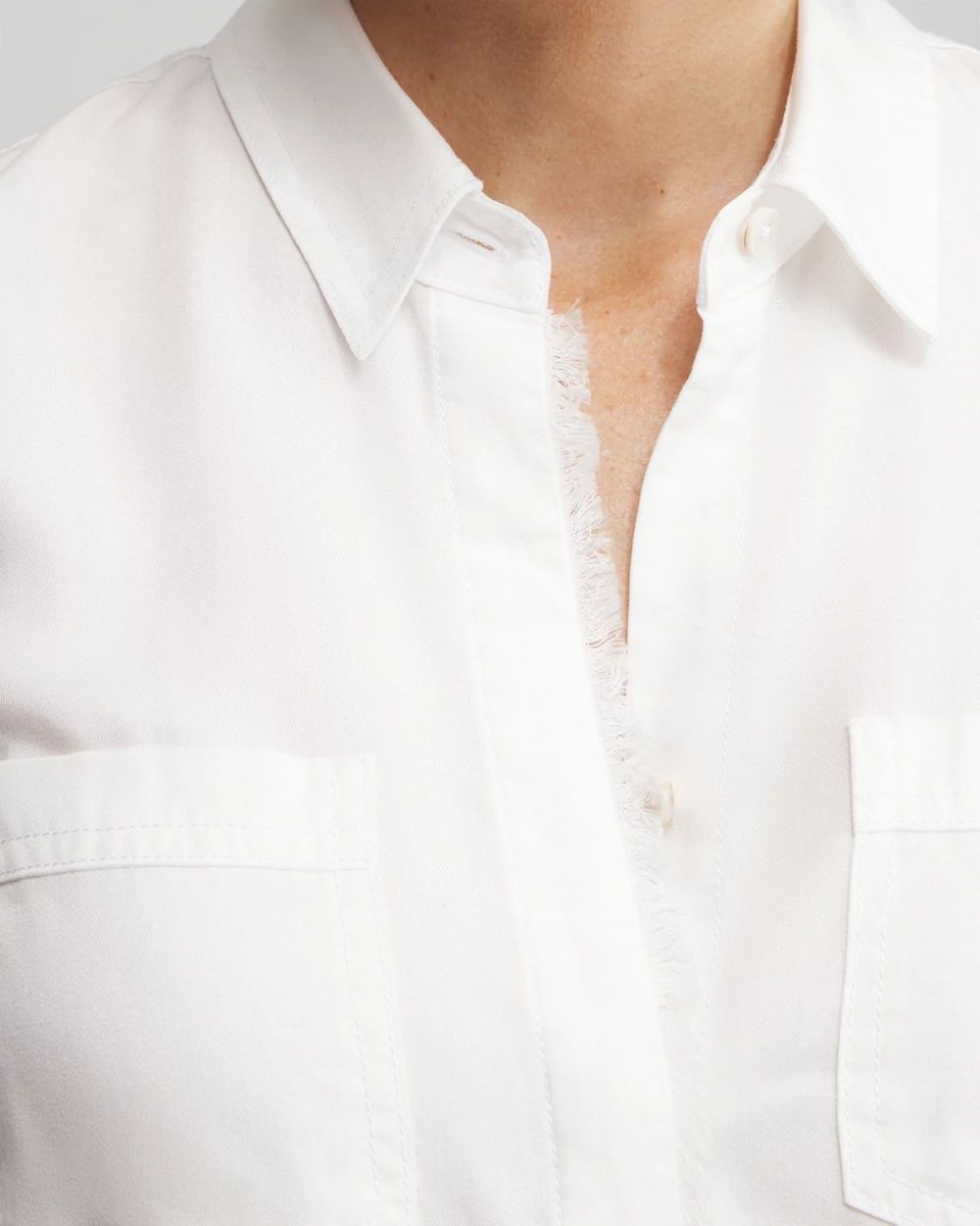 Twill Fringe Hem Shirt
