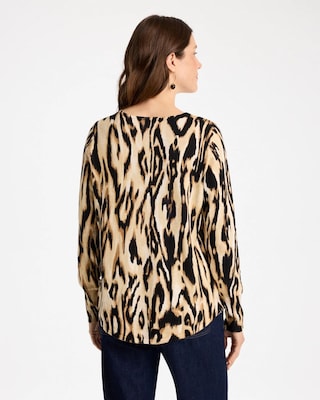 Ella Ikat Print V-Neck Pullover Sweater click to view larger image.