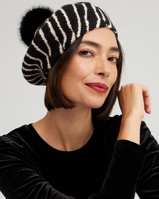 Embellished Zebra Print Beret