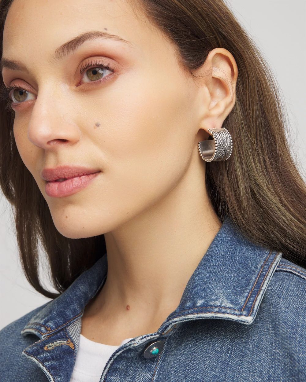 No Droop® Silvertone Wide Hoop Earrings