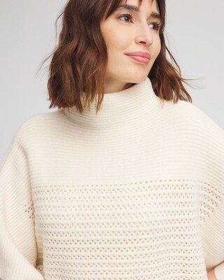 Mock Neck Dolman Sleeve Sweater Poncho click to view larger image.
