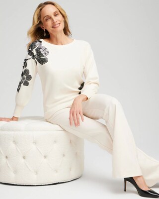 Sequin Floral Pullover Sweater