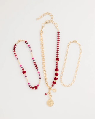 Triple-Strand Charm Necklace click to view larger image.