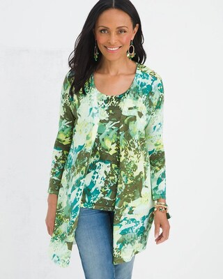 Animal- & Foliage-Print Cardigan