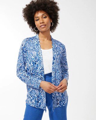 Linen Paisley Convertible Cardigan