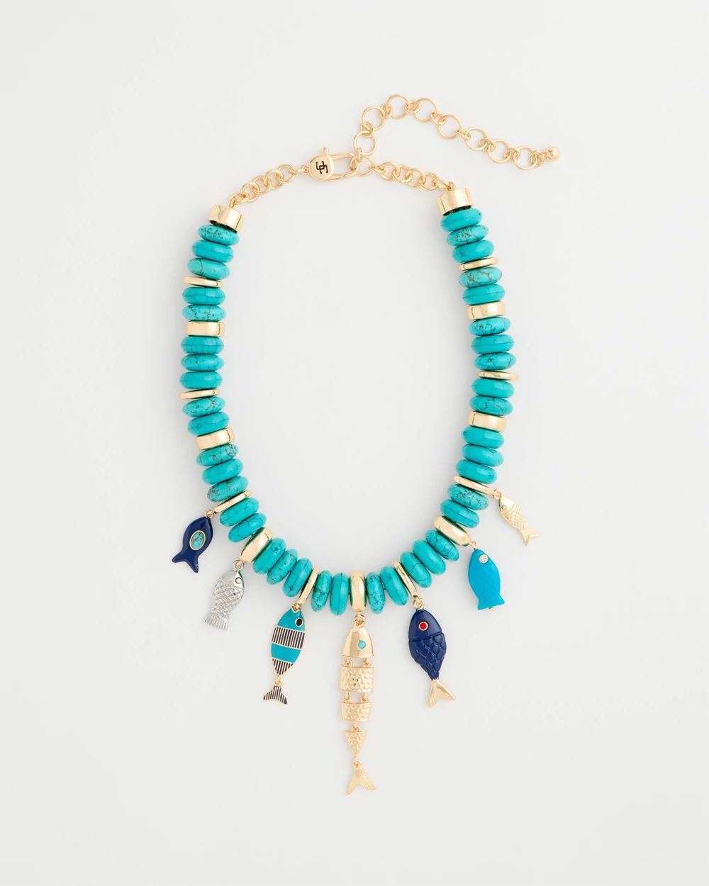 Turquoise Fish Charm Statement Necklace