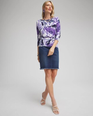 Pull-on Fray Hem Denim Skort