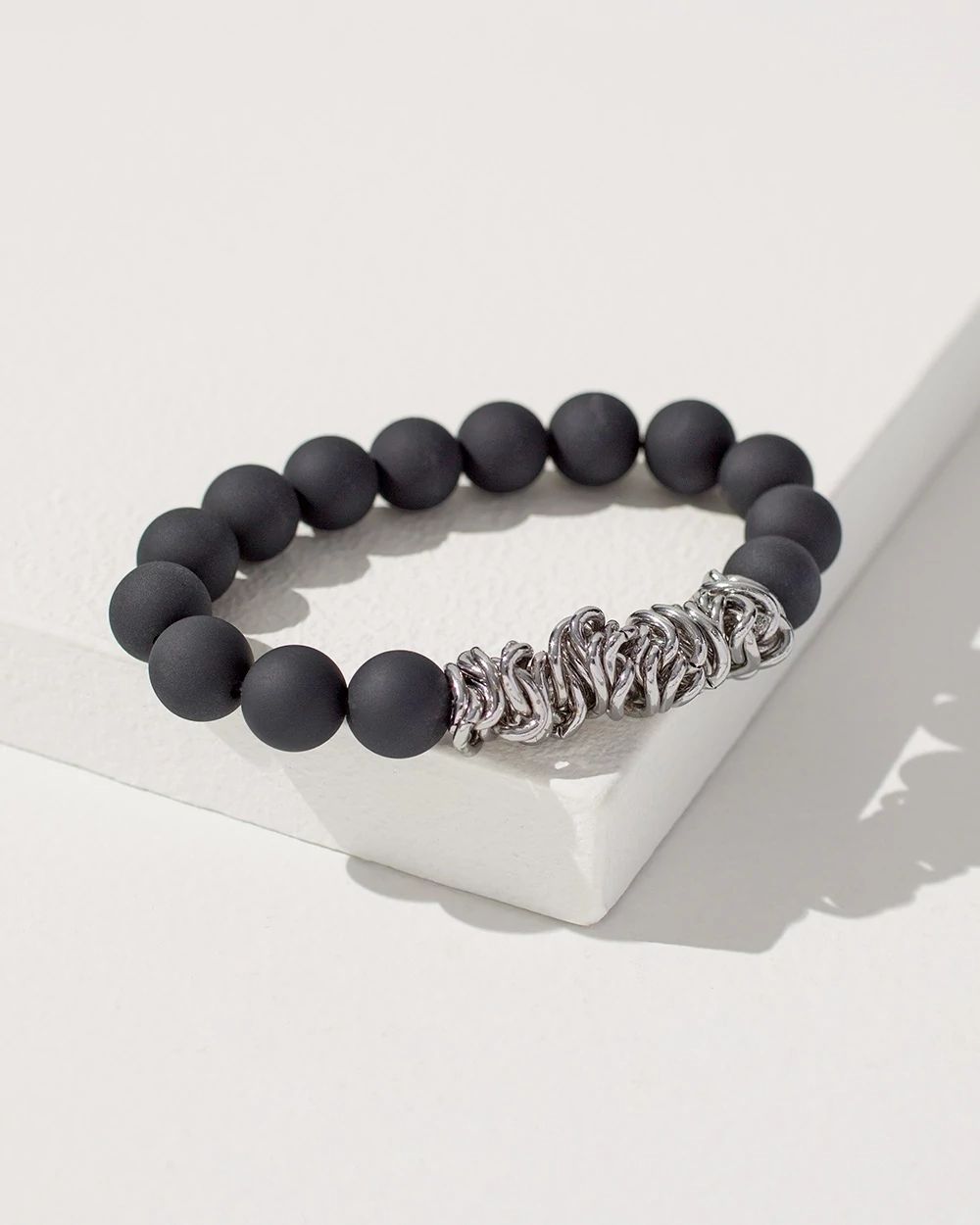 Black Beaded Stretch Bracelet