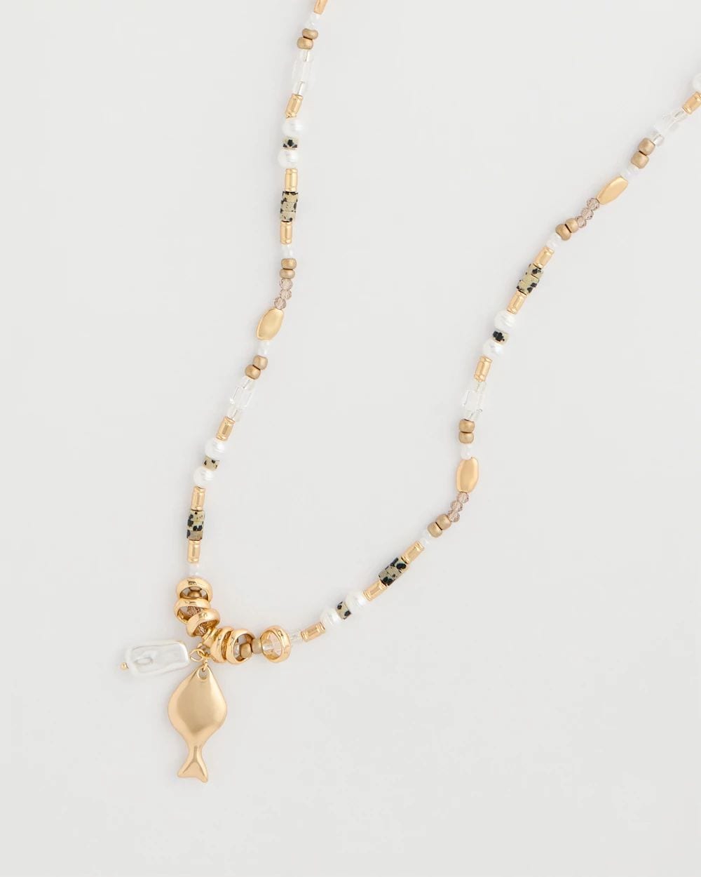 Coral Jade Stone Charm Necklace