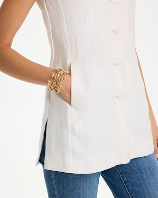 Long Linen Sleeveless Vest click to view larger image.