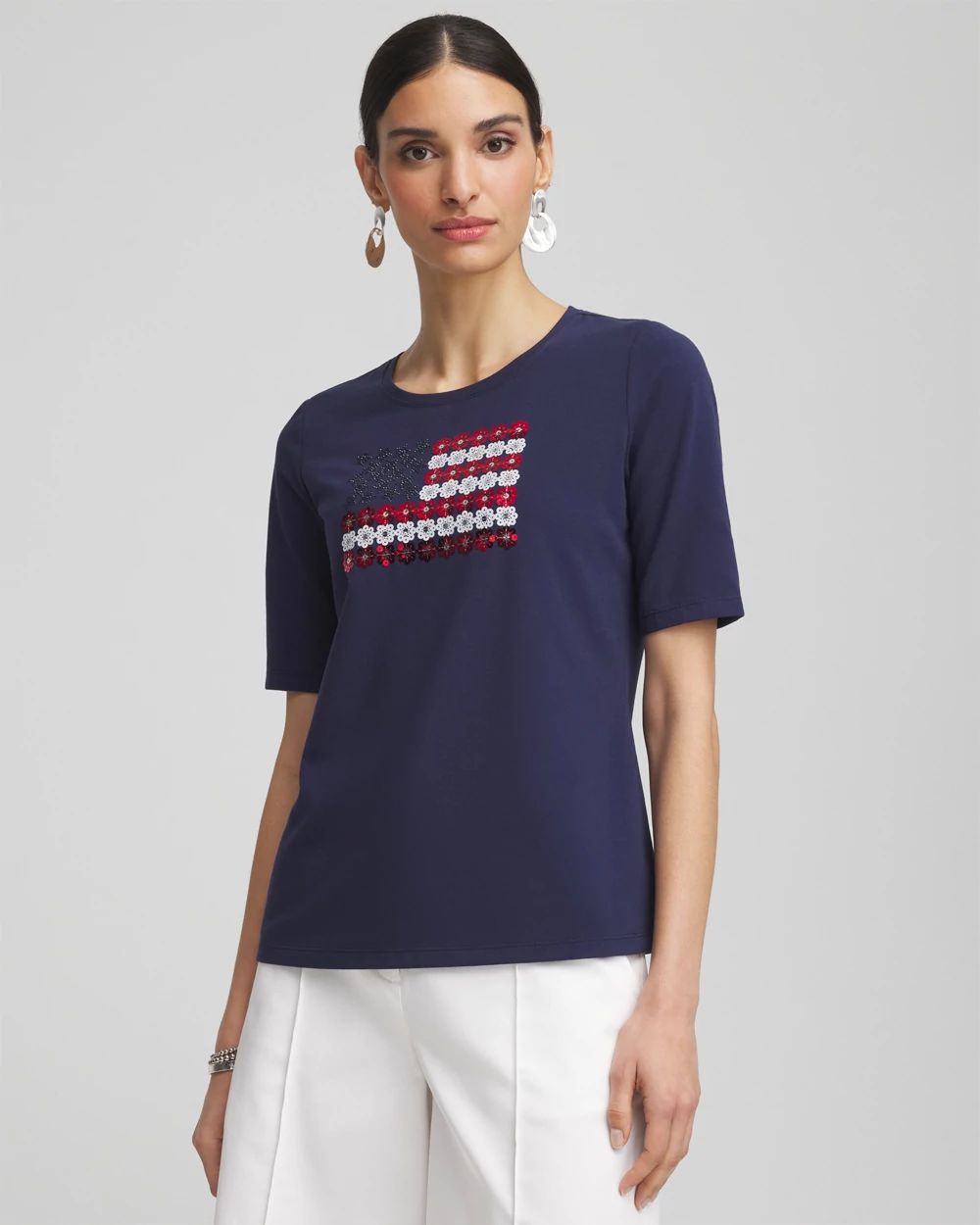 Flag Embellished Knit Tee