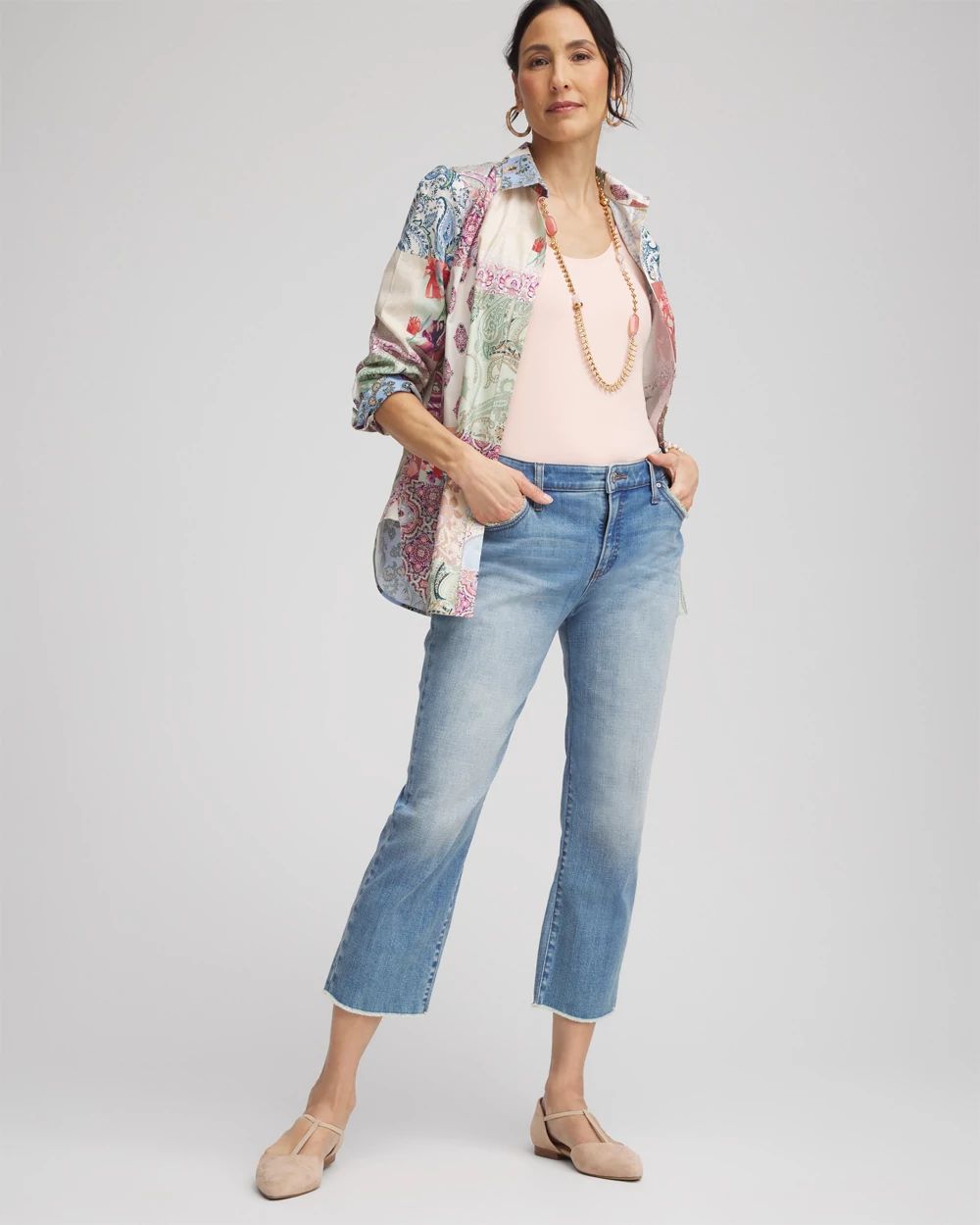 Girlfriend Frayed Cropped Jeans