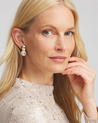 No Droop™ Gold Tone Crystal Clip-On Earrings click to view larger image.