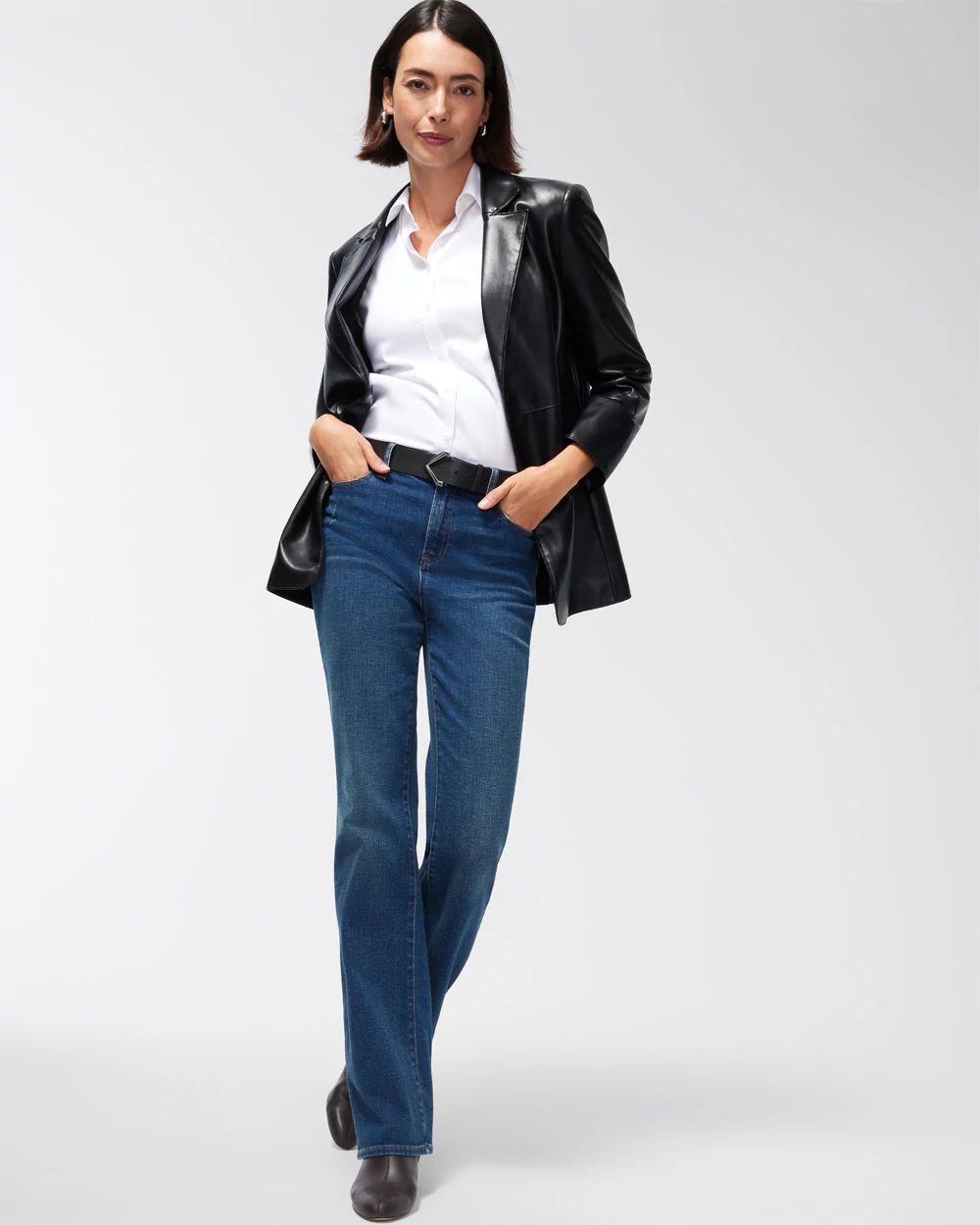Faux Leather Blazer