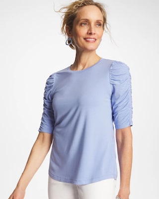 Ruched Sleeve Knit Tee