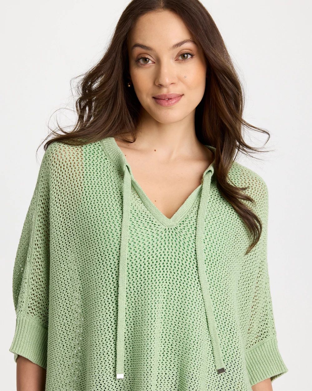 Avocado Artistry Open Knit Poncho