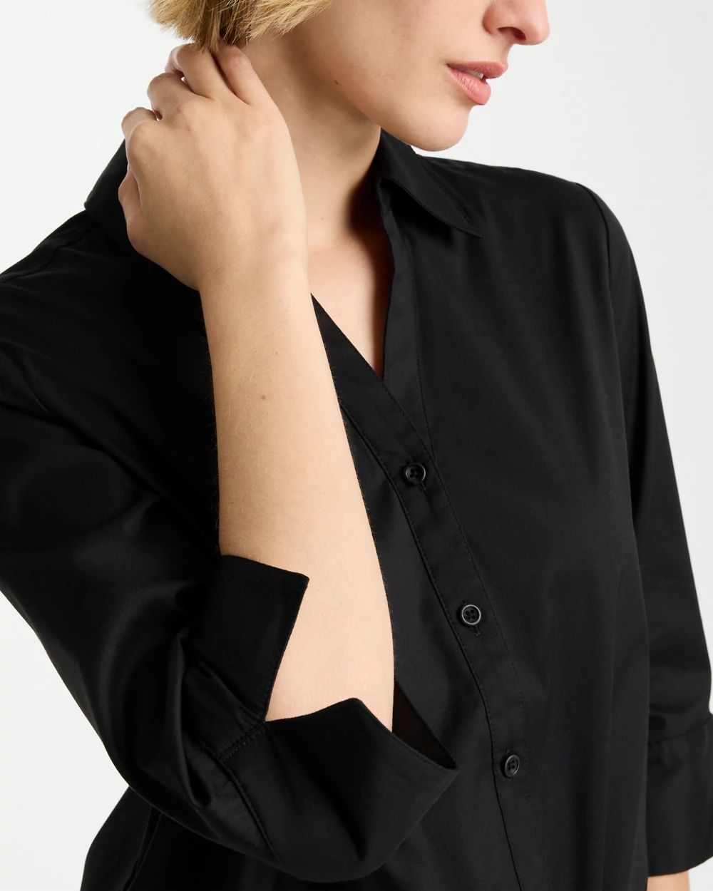 Poplin Cotton Tie-Front Top click to view larger image.