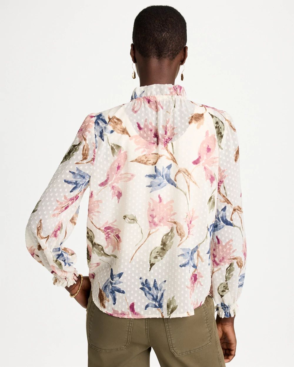 Clip Dot Floral Popover Blouse click to view larger image.
